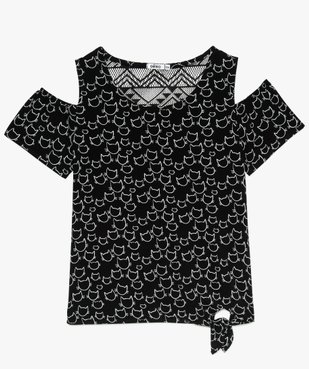 Blouse fille imprimée dos crocheté à épaules dénudées et nœud vue1 - GEMO (JUNIOR) - GEMO