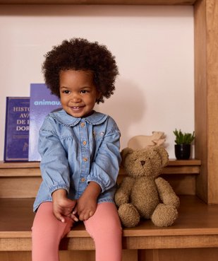 Blouse en toile chambray avec col Claudine bébé fille - LuluCastagnette vue1 - LULUCASTAGNETTE - GEMO