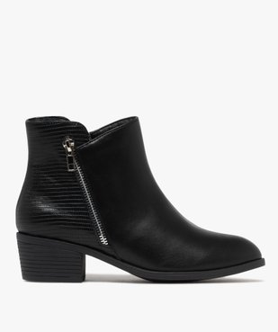 Bottines femme avec zip fantaisie et arrière effet grainé vue2 - GEMO (CASUAL) - GEMO