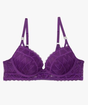 Soutien-gorge push-up en dentelle graphique à entre-bonnet fantaisie femme vue4 - GEMO(HOMWR FEM) - GEMO