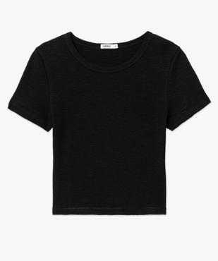 Tee-shirt manches courtes cropped en maille côtelée femme vue4 - GEMO(FEMME PAP) - GEMO