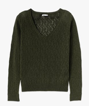 Pull col V en maille ajourée femme vue7 - GEMO 4G FEMME - GEMO