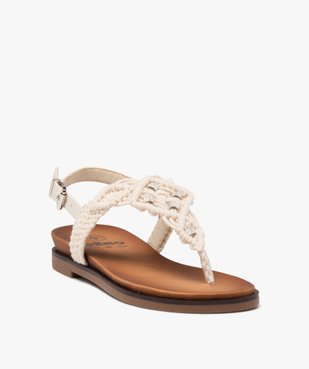 Sandales femme à entre-doigts dessus en macramé uni avec bijoux strass vue2 - GEMO (CASUAL) - GEMO