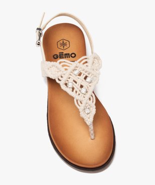 Sandales femme à entre-doigts dessus en macramé uni avec bijoux strass vue5 - GEMO (CASUAL) - GEMO