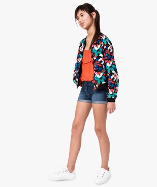 Veste fille zippée coupe teddy à motif floral  vue4 - GEMO (JUNIOR) - GEMO