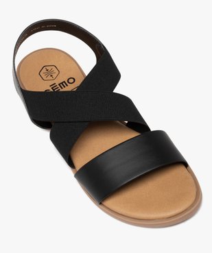 Sandales femme à talon plat et brides élastiques unies  vue5 - GEMO (CASUAL) - GEMO