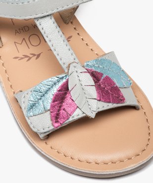 Sandales bébé fille unies en cuir métallisée avec brides scratch fantaisie - MOD8 vue6 - MOD8 - GEMO