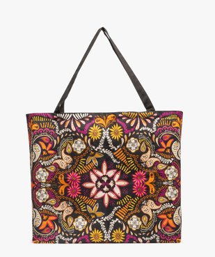 Tote bag en toile à motifs fleuris inspiration indienne vue1 - GEMO (ACCESS) - GEMO