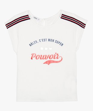 Tee-shirt fille à galons sur les épaules et motif sur l’avant vue1 - GEMO (JUNIOR) - GEMO