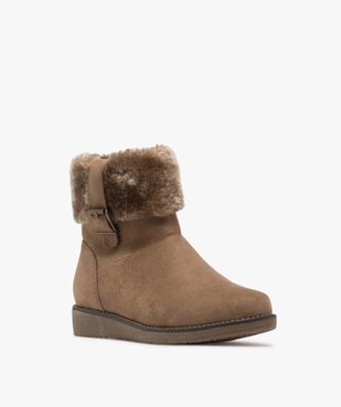 Boots fourrées femme à talon plat unies à col peluche vue2 - G'FLEX - GEMO