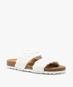 Mules femme à talon plat et brides tressées rembourrées vue2 - GEMO (CASUAL) - GEMO