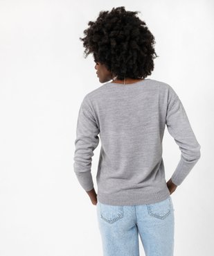 Pull à col V finitions roulottées femme vue3 - GEMO(FEMME PAP) - GEMO