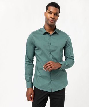 Chemise unie coupe slim en coton stretch homme vue2 - GEMO 4G HOMME - GEMO