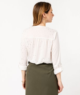 Tee-shirt à manches longues imprimé avec col boutonné femme vue3 - GEMO 4G FEMME - GEMO