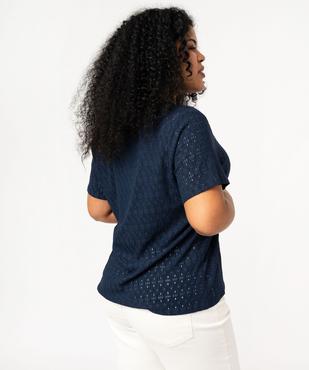 Tee-shirt grande taille manches courtes en maille ajourée femme vue3 - GEMO (G TAILLE) - GEMO