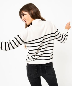 Pull à col montant en maille fine rayée femme vue3 - GEMO(FEMME PAP) - GEMO