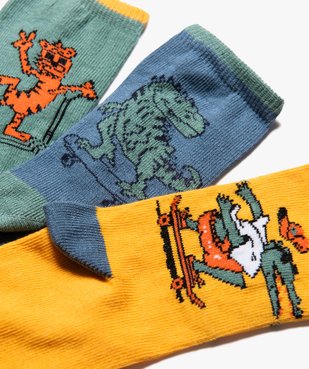 Chaussettes tige haute motifs animaux garçon (lot de 3) vue2 - GEMO (ENFANT) - GEMO