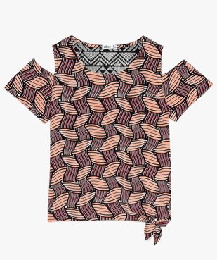 Blouse fille imprimée dos crocheté à épaules dénudées et nœud vue1 - GEMO (JUNIOR) - GEMO