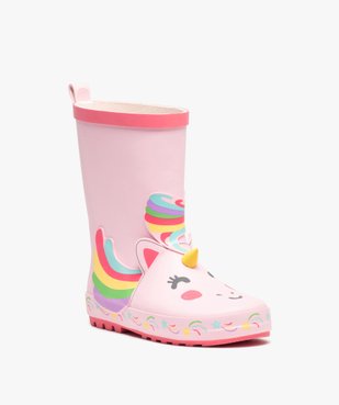 Bottes de pluie fille en caoutchouc forme licorne  vue2 - GEMO (ENFANT) - GEMO