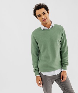 Pull en maille fantaisie en coton homme vue1 - GEMO (HOMME) - GEMO