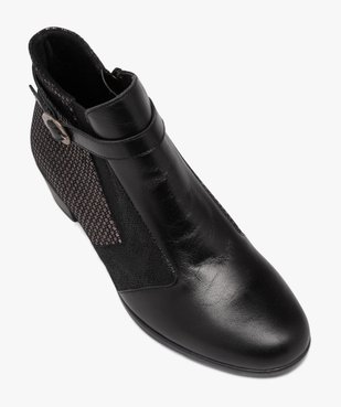 Boots femme confort à talon dessus en cuir uni brillant vue5 - GEMO (CONFORT) - GEMO