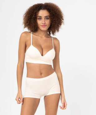 Brassière push-up en maille côtelée à fines bretelles vue3 - GEMO 4G FEMME - GEMO