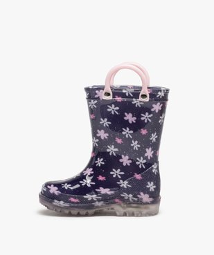 Bottes de pluie bébé fille à anses et semelle lumineuse motif fleuri vue3 - LOVELY WINGS - GEMO