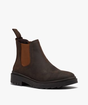 Boots homme style Chelsea dessus en cuir suédé uni vue3 - GEMO (CASUAL) - GEMO