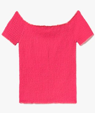 Tee-shirt à smocks et épaules dénudées vue2 - GEMO (JUNIOR) - GEMO