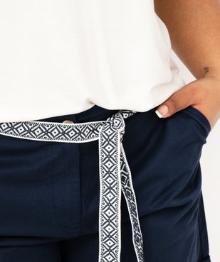 Short en toile avec ceinture tissée femme grande taille vue2 - GEMO (G TAILLE) - GEMO