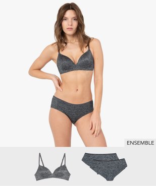 Ensemble de lingerie femme 3 pièces : soutien-gorge + 2 shorties - GEMO