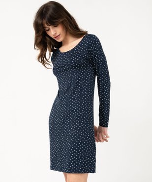 Chemise de nuit à manches longues femme vue2 - GEMO 4G FEMME - GEMO