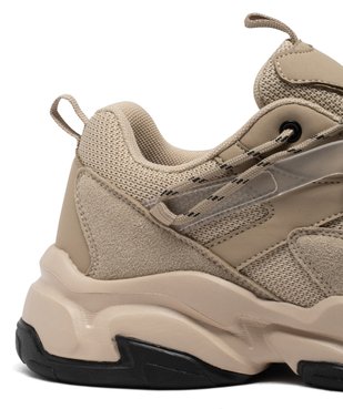 Baskets homme unies à semelle épaisse avec lacets en zigzag  vue6 - GEMO (SPORTSWEAR) - GEMO