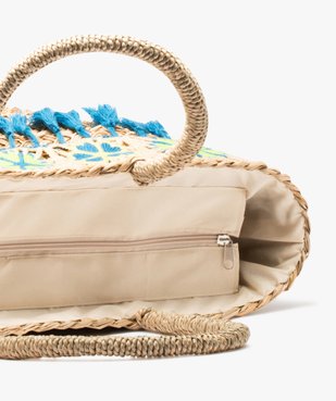 Sac de plage femme en paille avec broderies et pompons vue3 - GEMO (ACCESS) - GEMO