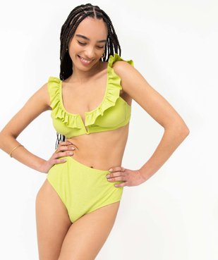 Haut de maillot de bain femme forme triangle à volant vue3 - GEMO 4G FEMME - GEMO