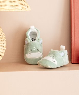 Chaussons de naissance bébé garçon hippopotame en velours vue7 - GEMO 4G BEBE - GEMO