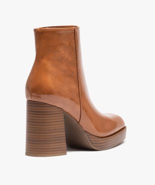 Boots femme vernies à talon haut avec bout carré  vue4 - GEMO(URBAIN) - GEMO