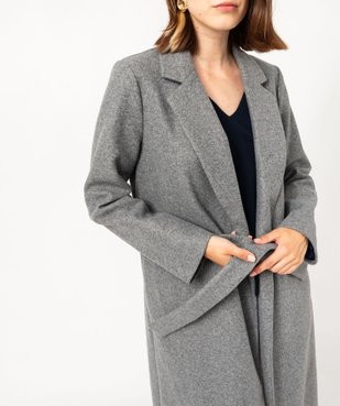 Manteau long aspect drap de laine avec ceinture femme vue4 - GEMO 4G FEMME - GEMO