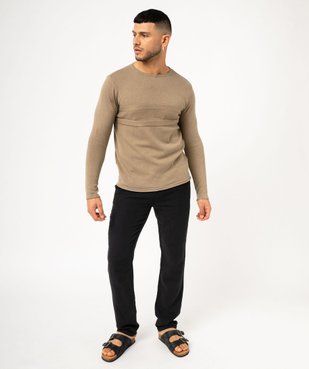 Pull en maille fine avec bandes sur la poitrine homme vue5 - GEMO (HOMME) - GEMO