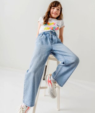 Jean wide leg avec ceinture élastique ajustable fille vue5 - GEMO (ENFANT) - GEMO