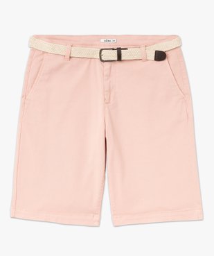 Bermuda chino en coton stretch coloris unique avec ceinture homme vue4 - GEMO (HOMME) - GEMO