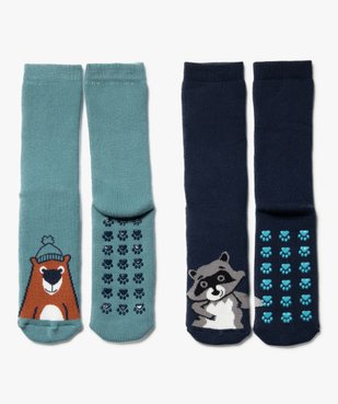 Chaussettes d’intérieur antidérapantes à motifs animaux garçon (lot de 2) vue1 - GEMO (ENFANT) - GEMO