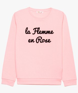 Sweat fille en jersey bouclette avec lettering en velours vue1 - GEMO (JUNIOR) - GEMO