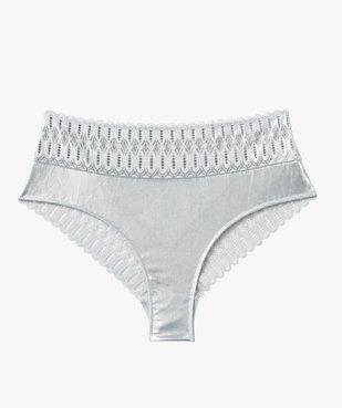 Culotte taille haute en matière scintillante et dentelle femme vue4 - GEMO(HOMWR FEM) - GEMO