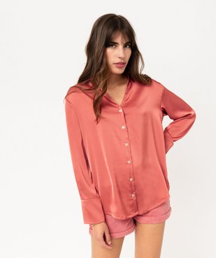 Chemise unie en matière satinée femme vue5 - GEMO(FEMME PAP) - GEMO