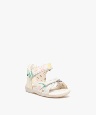 Sandales bébé fille en cuir à motifs avec brides à scratch - Kickers vue2 - KICKERS - GEMO