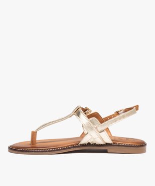 Sandales femme unies en cuir avec double brides à boucle - TANEO vue3 - TANEO - GEMO