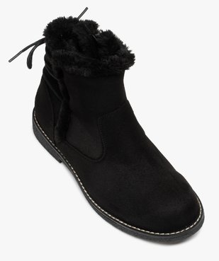 Boots fourrées femme à talon plat et suédine unie vue5 - GEMO (CASUAL) - GEMO