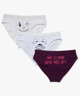 Culottes fille imprimées avec motif humoristique (lot de 3) vue1 - GEMO 4G FILLE - GEMO