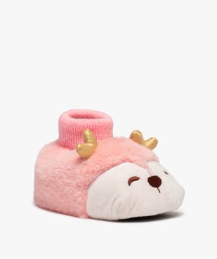 Chaussons fille peluche petit animal à col chaussette vue1 - GEMO (ENFANT) - GEMO